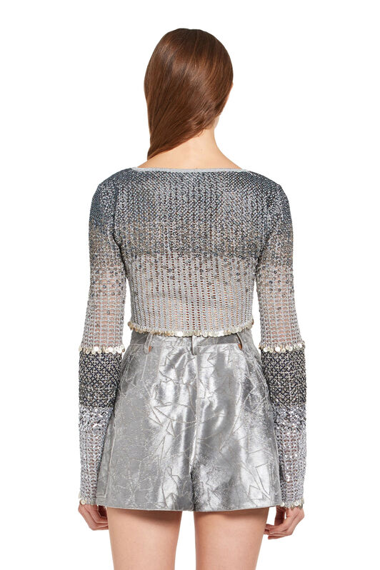RC Paillettes embellished crop top Silver IWM650-MR001