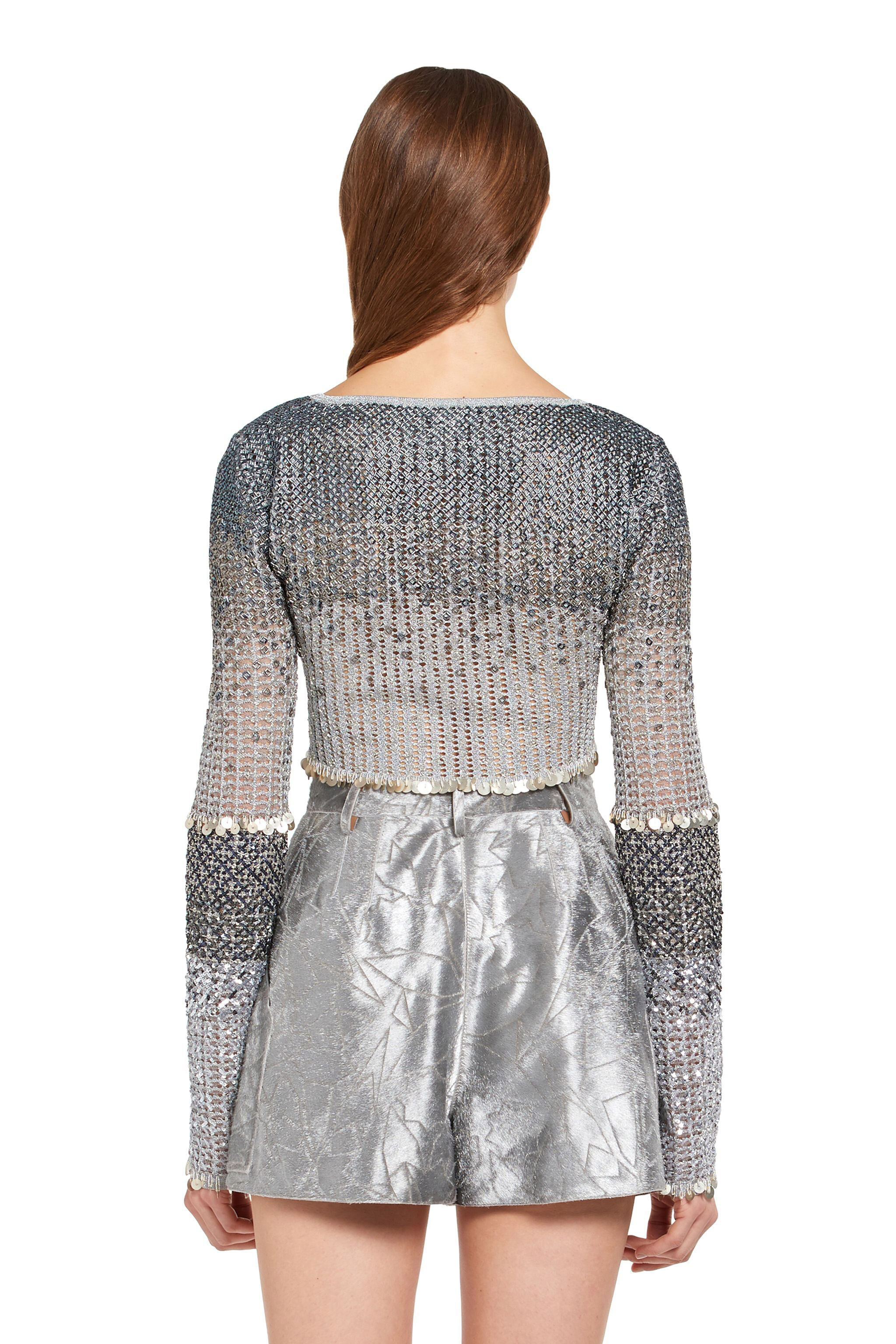 RC Paillettes embellished crop top Silver IWM650-MR001