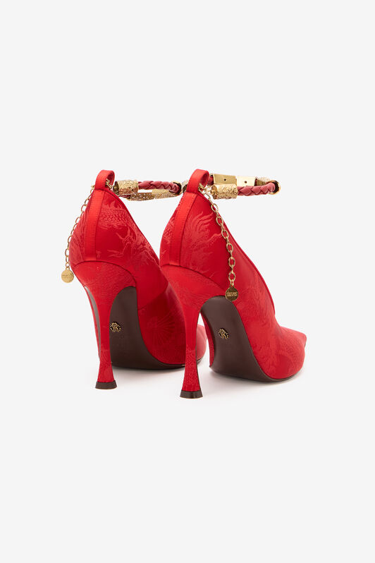 RC Pumps with Jacquard Motif and Jewel Strap RC Pumps with Jacquard Motif and Jewel Strap Red VKS112-TJ033