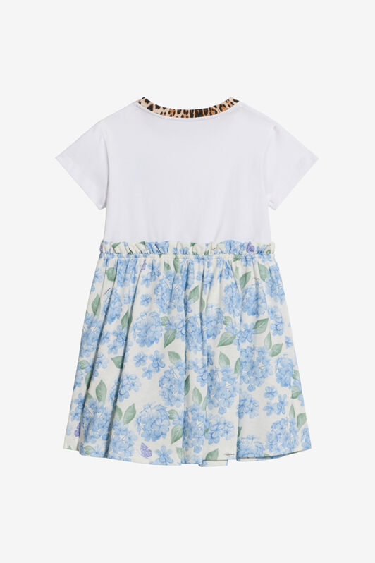 JU Baumwollkleid Mit Plumago-Print WHITE/BLUE WJT10B-JD001