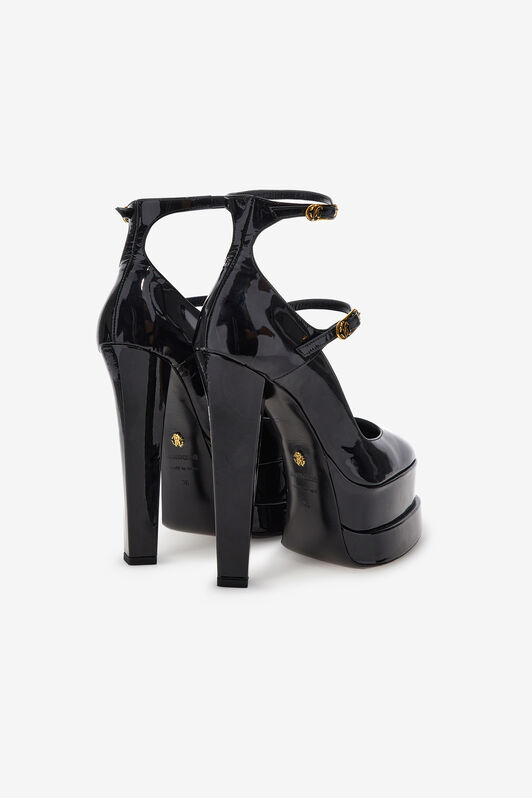 RC Platform sandals with straps Schwarz SKS006-PZ133