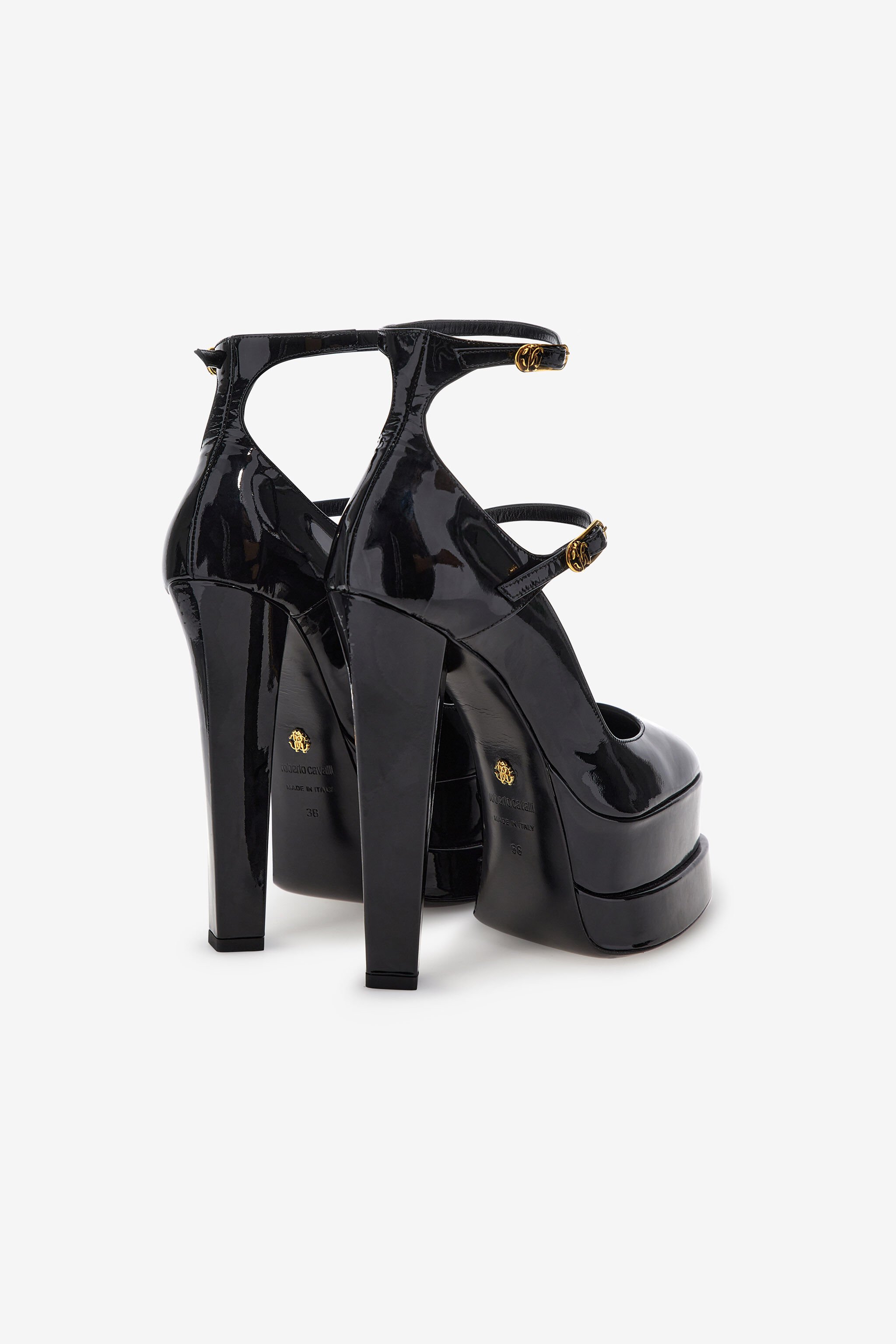 RC Platform sandals with straps Schwarz SKS006-PZ133