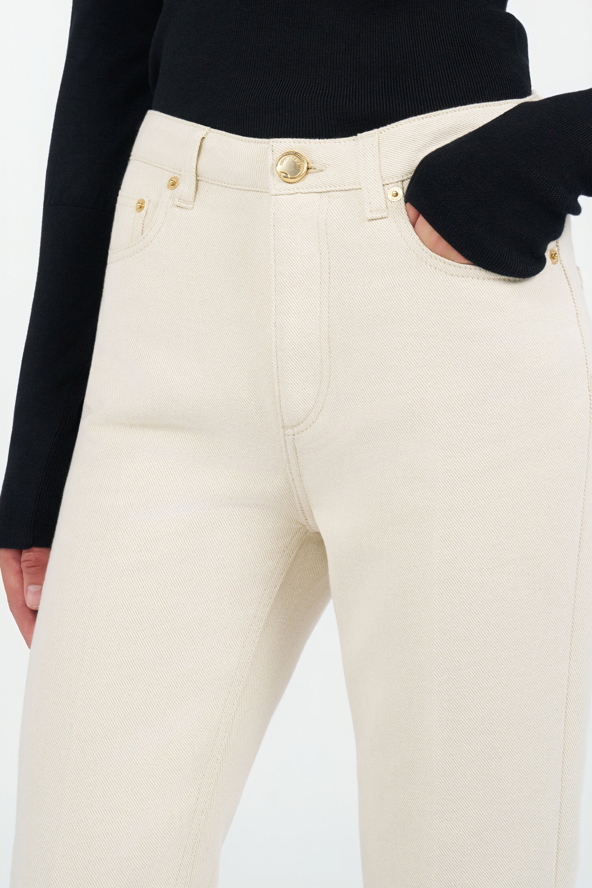 RC Jeans Flared Con Dettagli Oro RC Jeans Flared Con Dettagli Oro WHITE/GOLD WKJ221-VT004