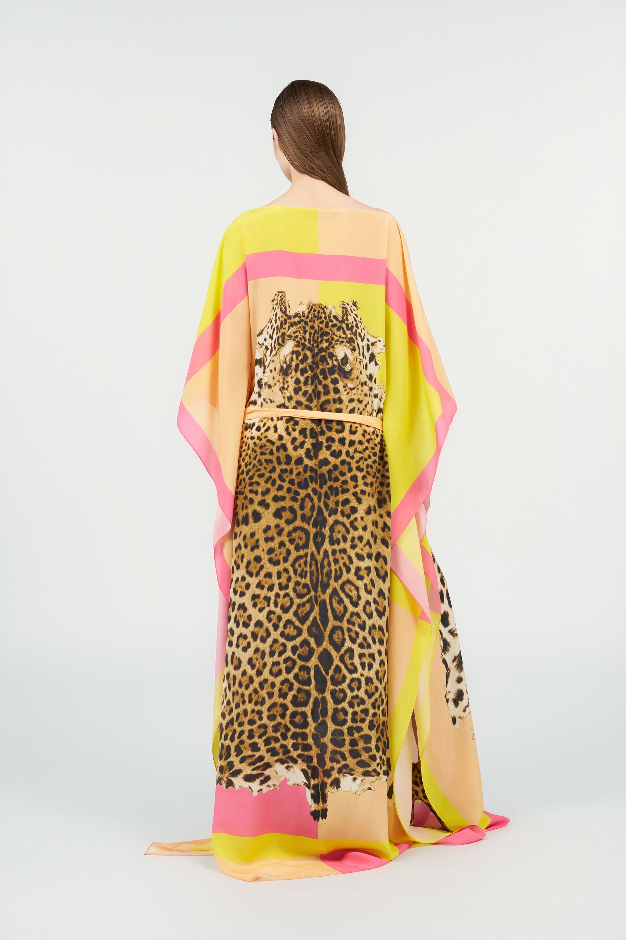 Silk Kaftan with Cavalli Pop Print in YELLOW for Women | Roberto