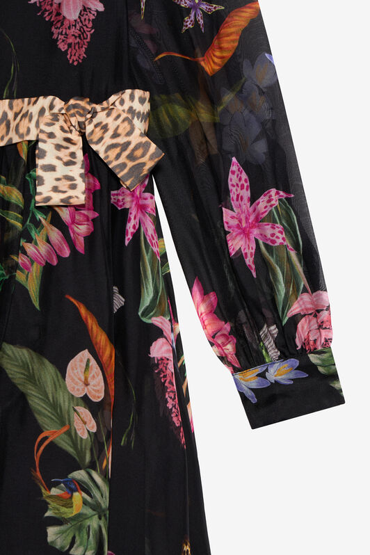 JU Abito In Misto Seta Con Stampa Tropicale BLACK VJT10P-2NP32