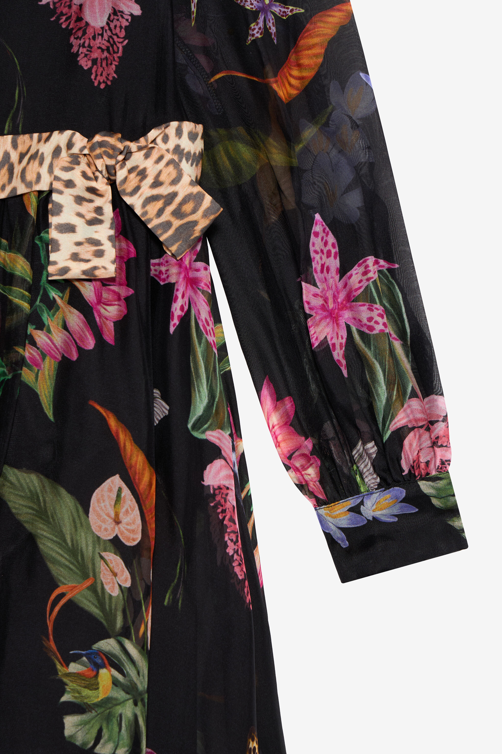 JU Abito In Misto Seta Con Stampa Tropicale BLACK VJT10P-2NP32