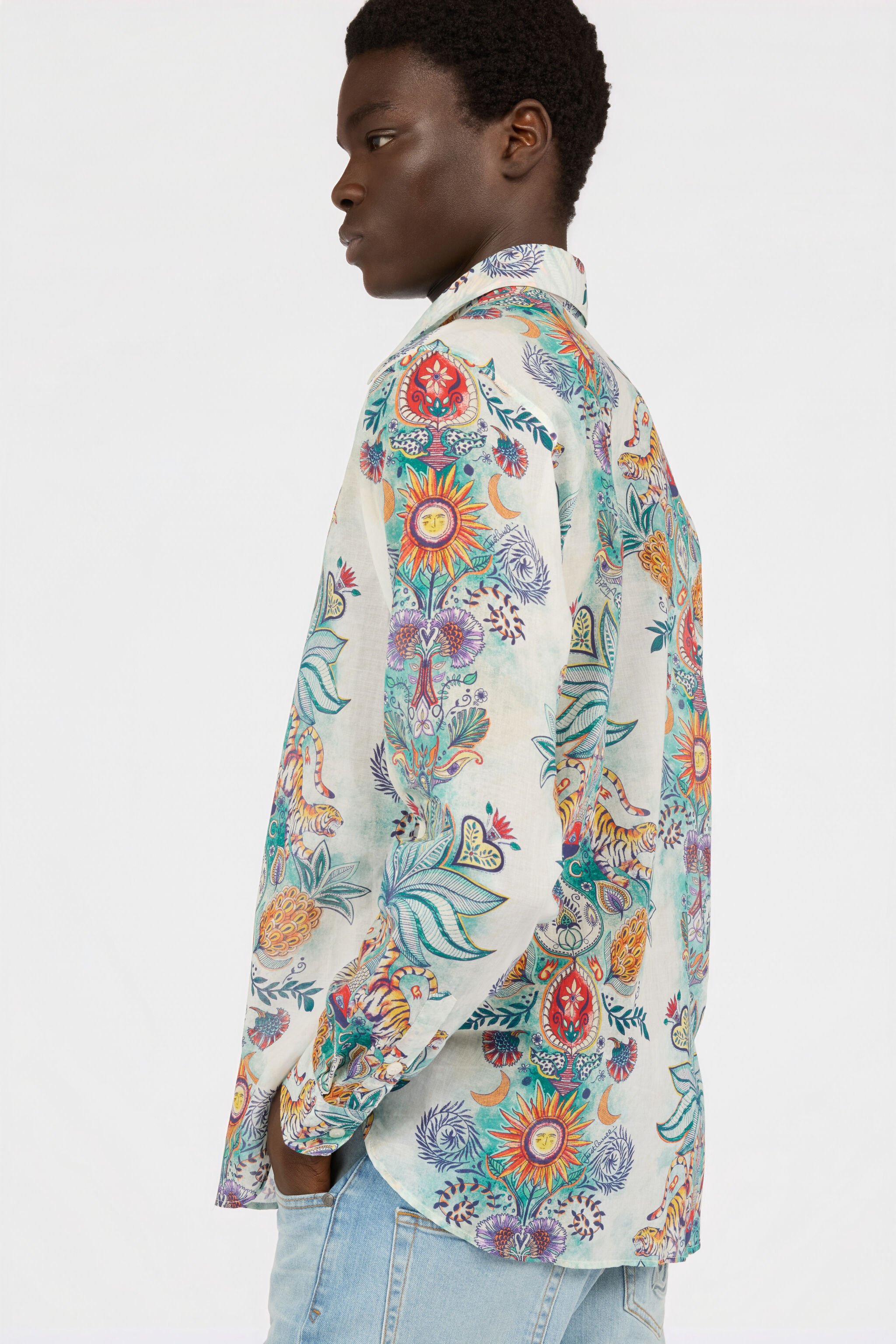 JC Camicia Con Stampa Tropical Garden TURCHESE CHIRO WFM016-WF164