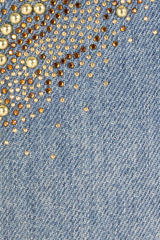 RC Jeans With Rhinestoned Zebra Pattern BLU SCURO 193921 UKJ225-VT007