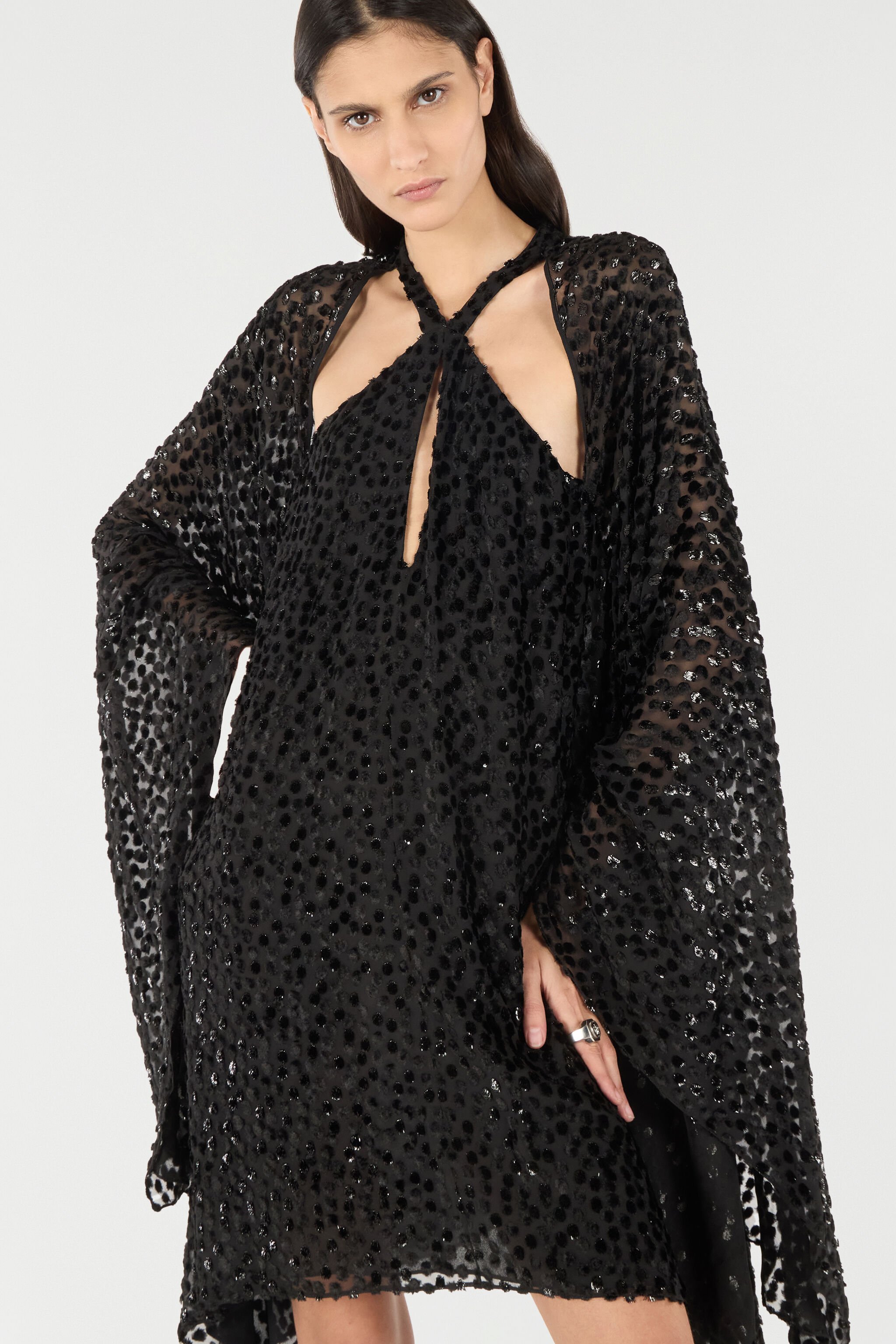 RC Polka-Dot Caftan Black UKT126-FC004