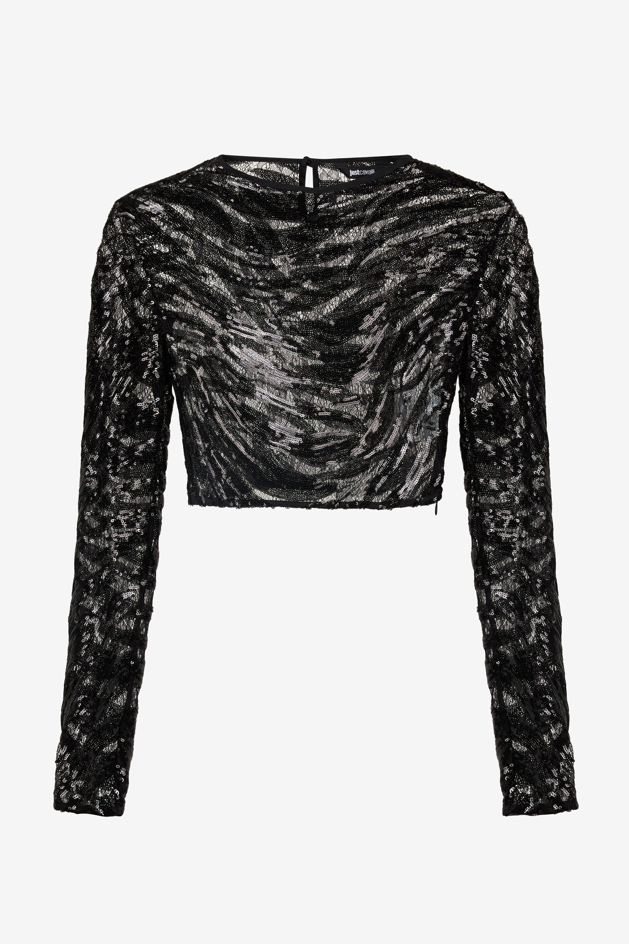 JC Top Corto Con Motivo Zebra De Pedrería Negro UFT134-UF188