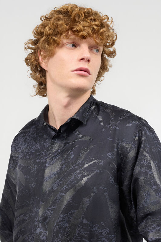 RC Animal-Print Silk Shirt Black URT716-4QN55