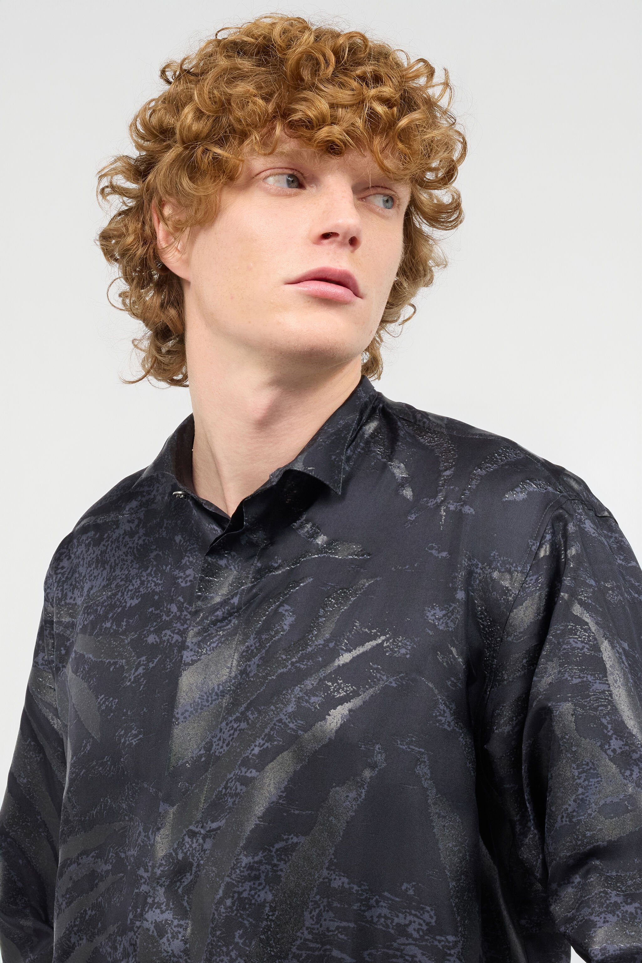 RC Animal-Print Silk Shirt Black URT716-4QN55