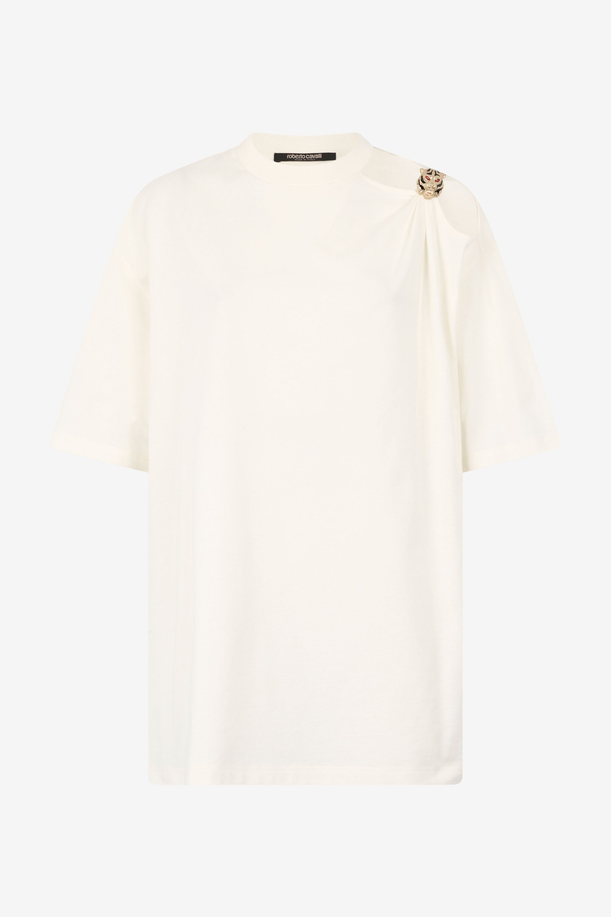 RC T-Shirt With Cut-Out And Tiger Head Ivory UKT63A-JD030