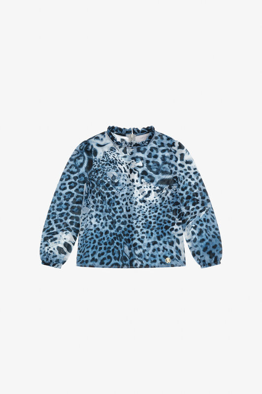 JU Blouse With Jaguar Skin Print JU Blouse With Jaguar Skin Print JAGUARSKIN BLUE TJT64V-2NM10