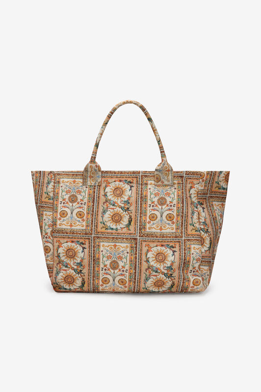 JC Shopping Bag With Persian Tarot Print 744 BEIGE + 217 AZZU WFB118-WF448