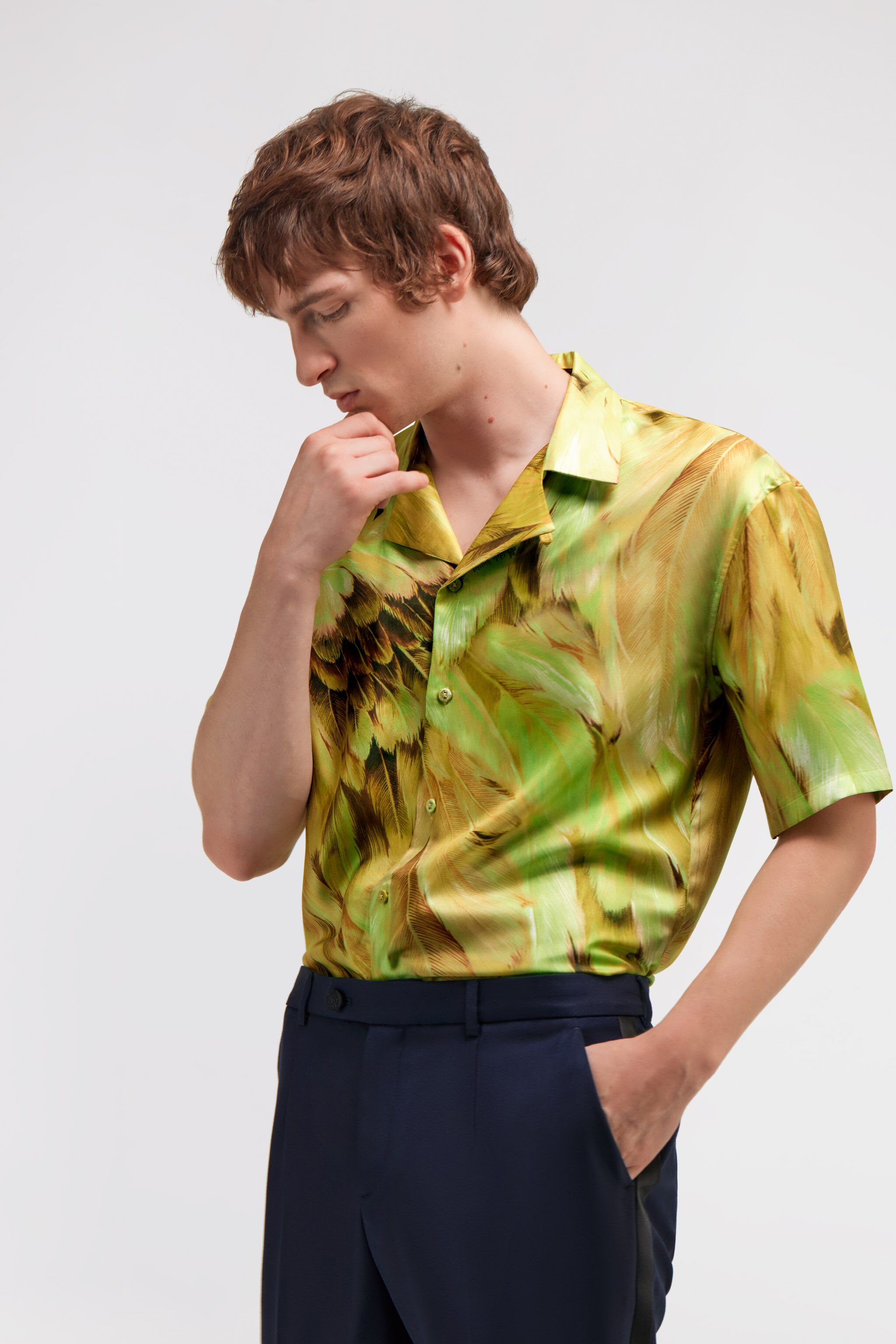 RC Camisa con estampado Plumange Verde claro SMT761-4QL71