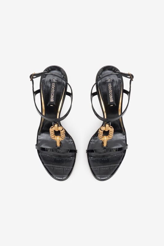 RC Leather Sandal with Jewel Detail RC Leather Sandal with Jewel Detail BLACK WKS008-PZ975