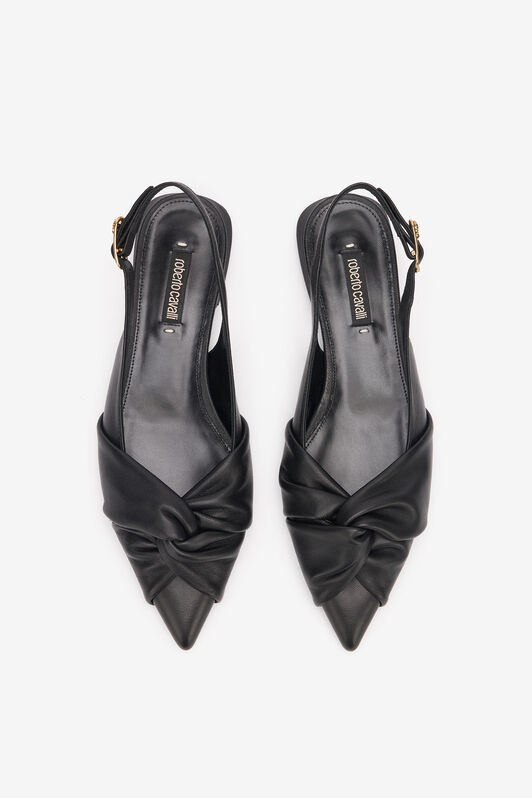 RC Flache Slingbacks Aus Leder Le Pettegole Schwarz TKS100-PN003