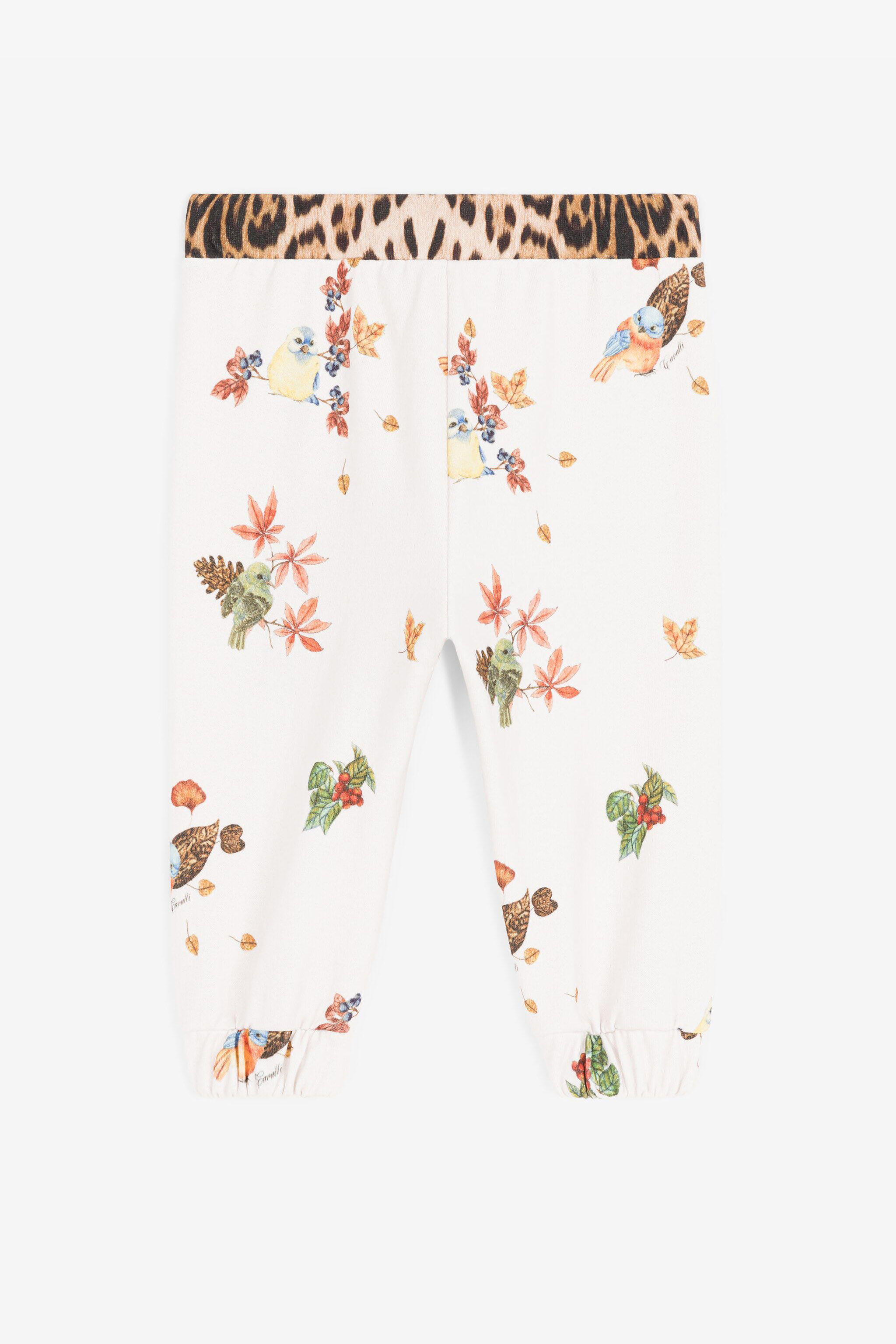 JU Baumwoll-Sweathose mit Vogel- und Leoparden-Print Rosa RJT20K-5OH90