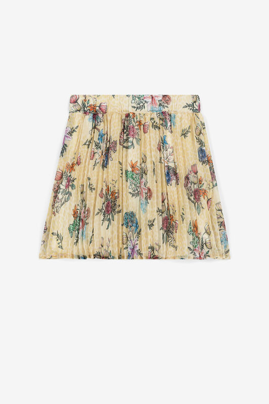 JU Jaguar And Flower-Print Pleated Skirt Yellow QJT304-SQF63