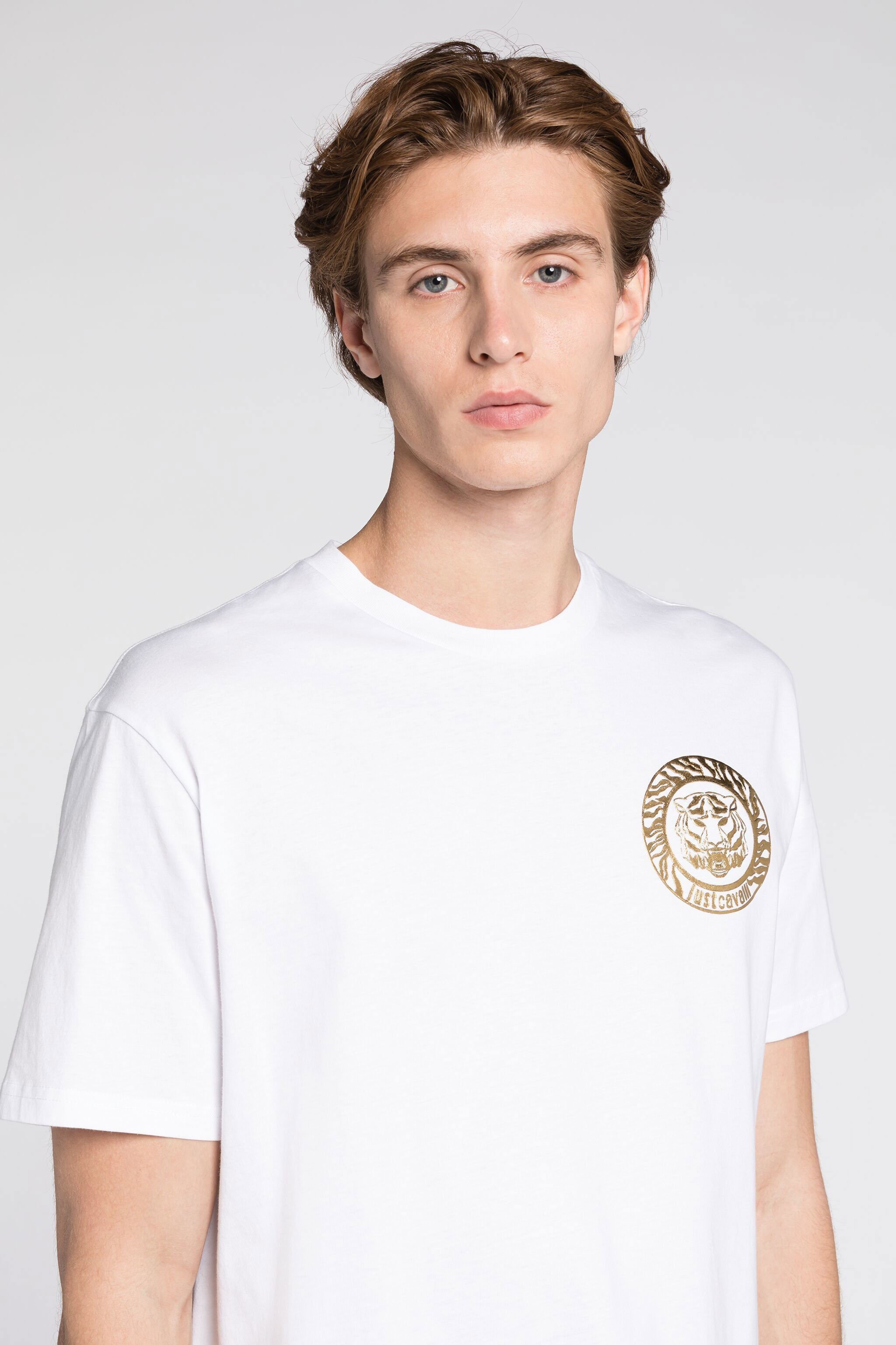 JC T-shirt en coton à logo Just Cavalli imprimé BLANC Q61251-Q0154
