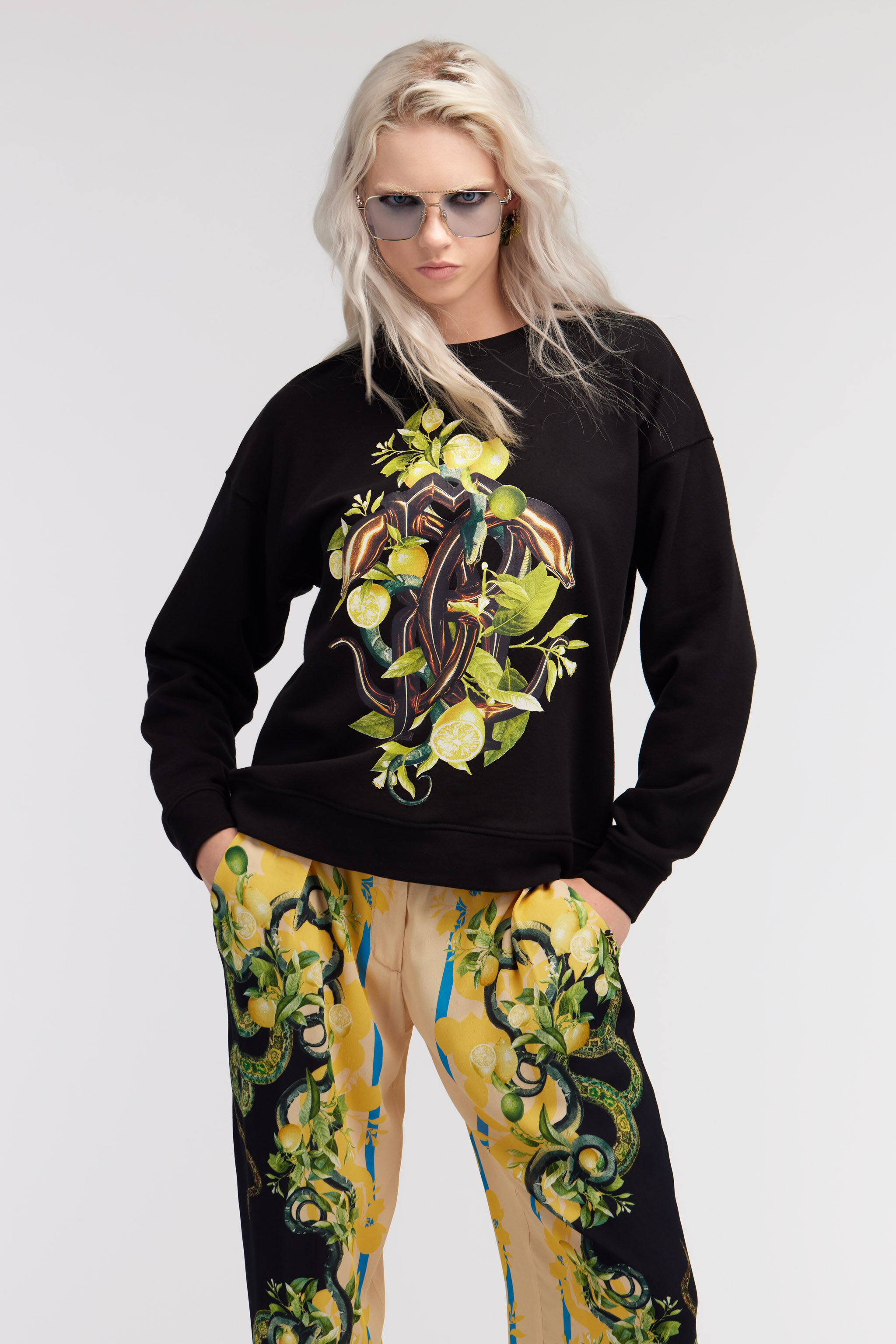 RC Lemon and Snake print sweatshirt Black SKT64B-CF020