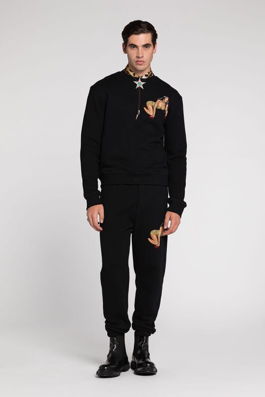 RC Embroidered Cotton Sweatshirt Black RRT68G-CF050