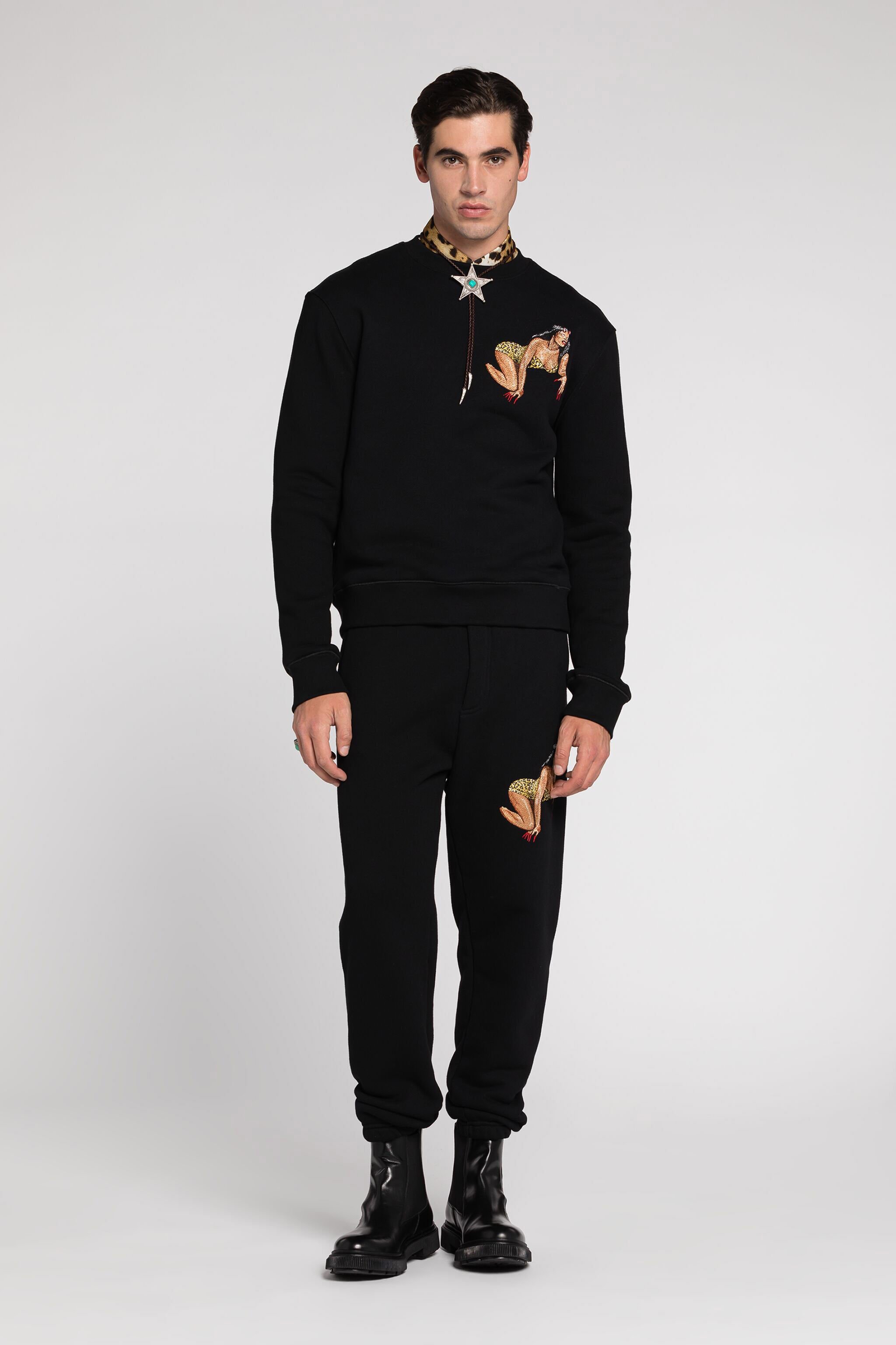 RC Embroidered Cotton Sweatshirt Black RRT68G-CF050