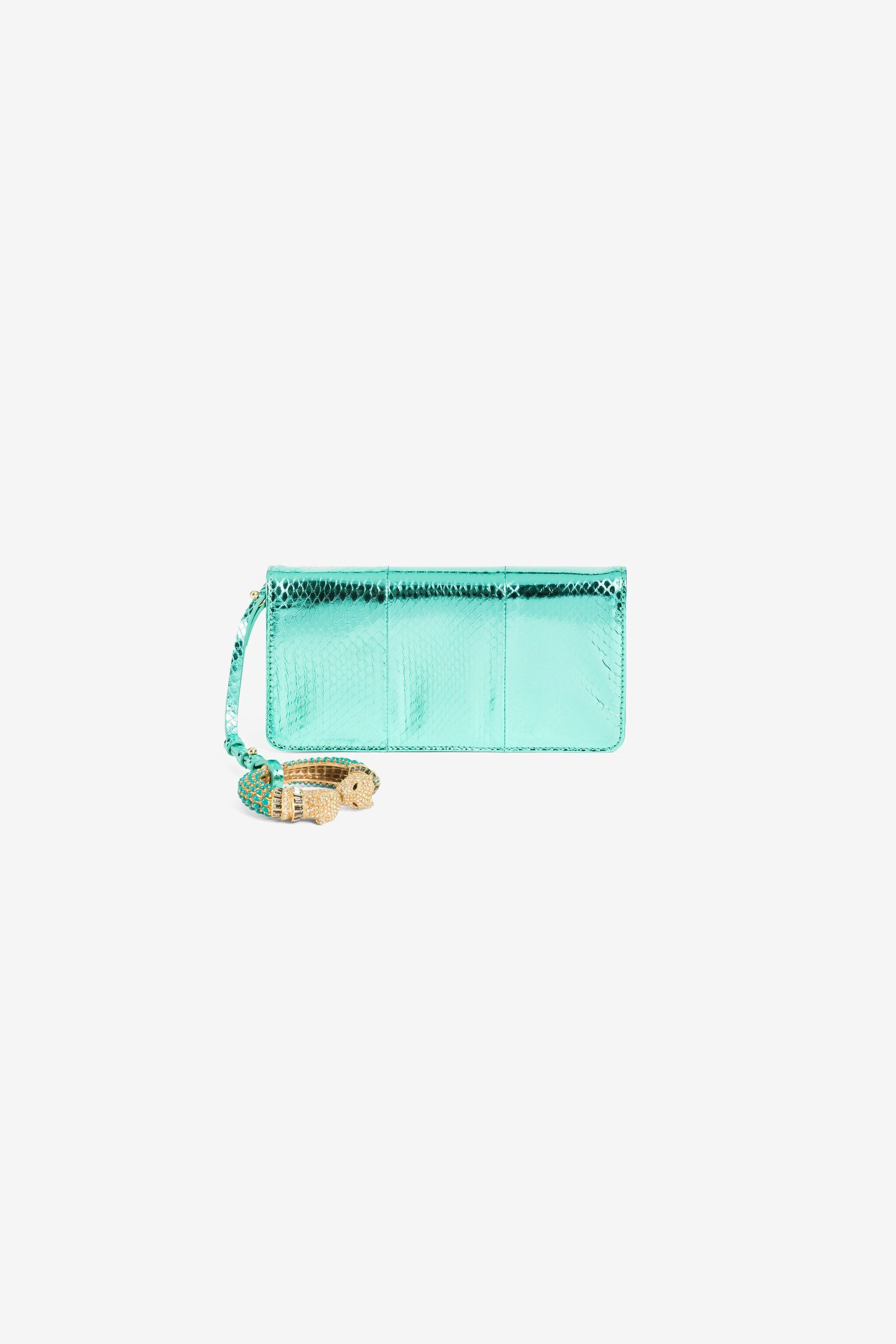 RC Crystal-Embellished Panther Head Clutch Bag LIGHT BLUE OQB023-PA001