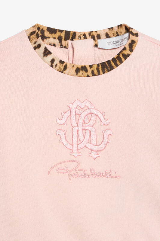 JU Baby Pink Sweatshirt with Embroidered Flowers BABY ROSE VJT662-CF050
