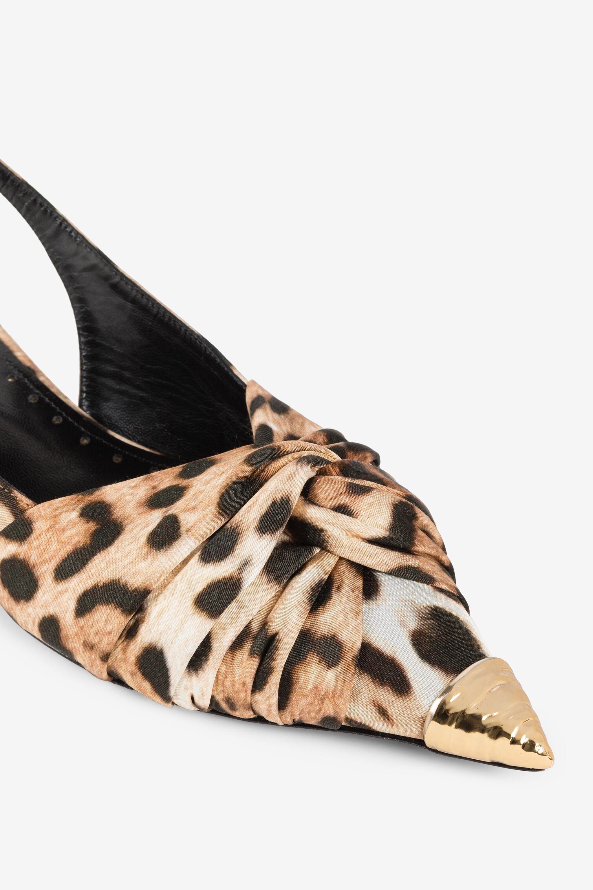 RC Le Pettegole Jaguar-Print Slingback Mules Light Brown RKS018-SE180