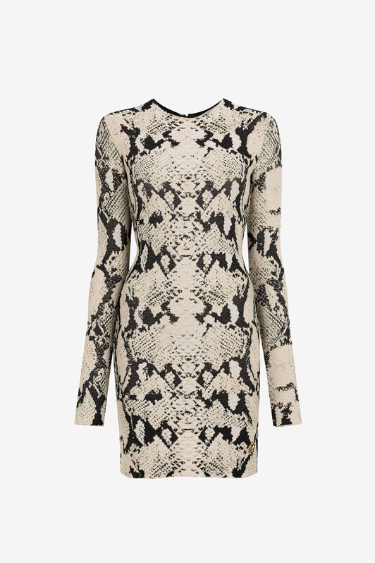 RC Mini-robe à motif python en jacquard Marron clair PKM104-MG051