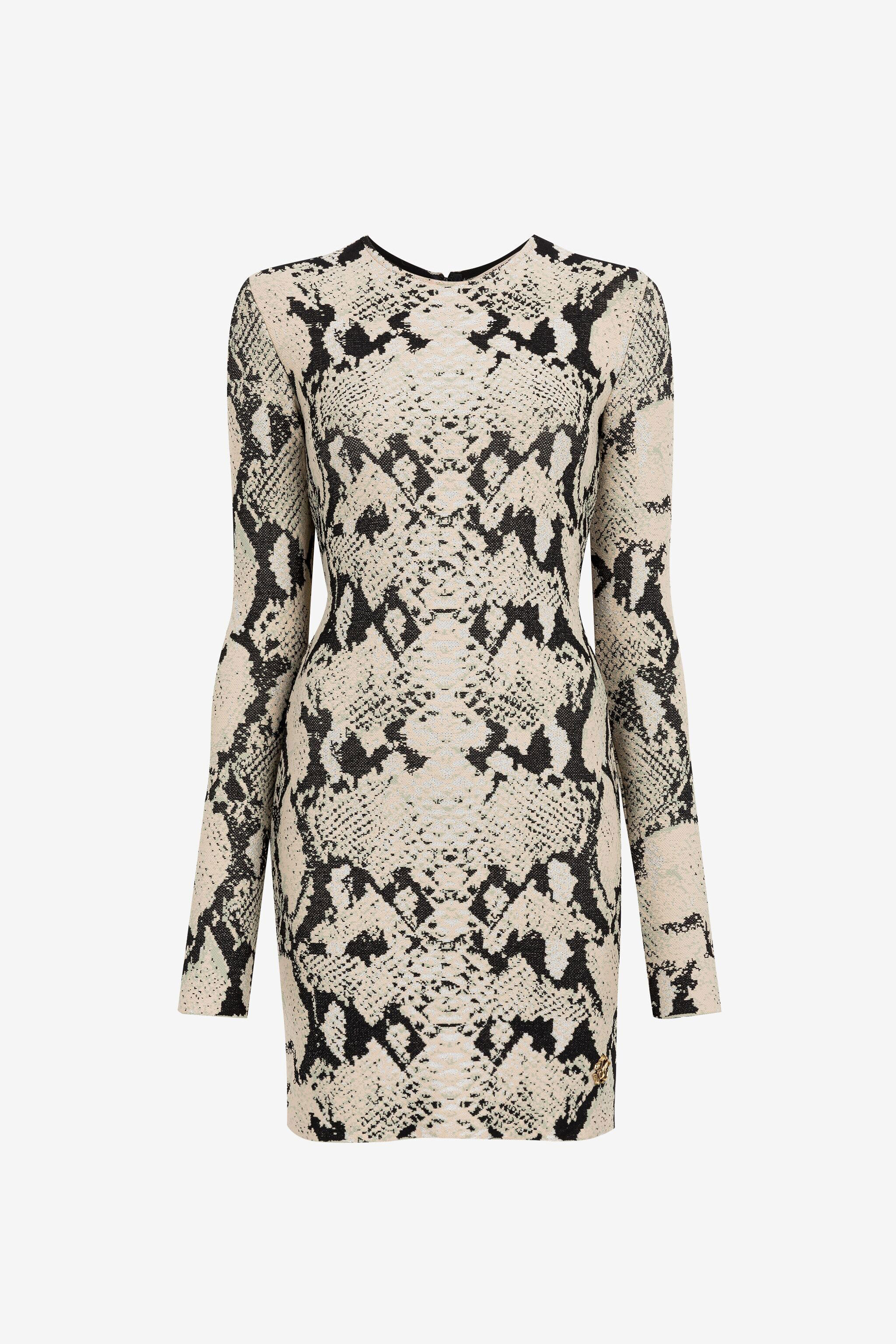 RC Mini-robe à motif python en jacquard Marron clair PKM104-MG051