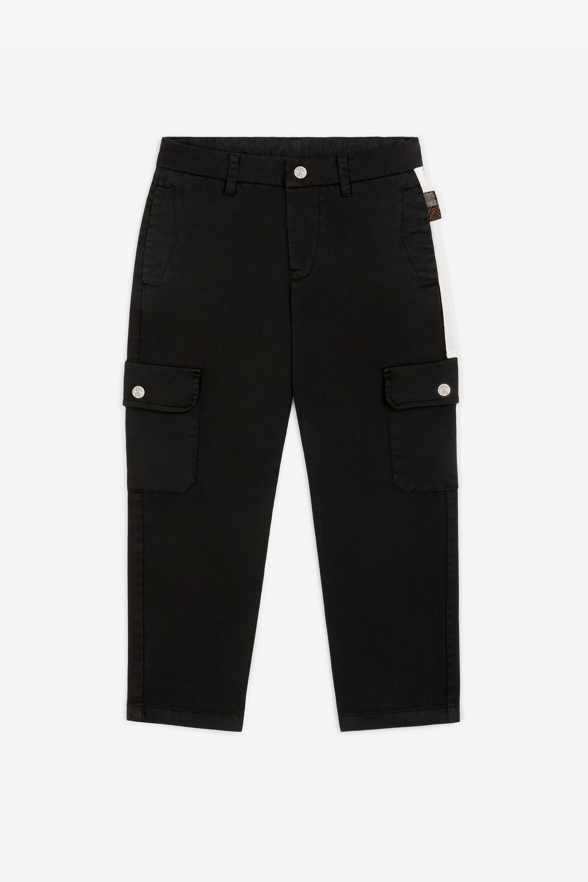 JU RC Monogram-Embroidered Cargo Trousers Black RJT20P-CE035