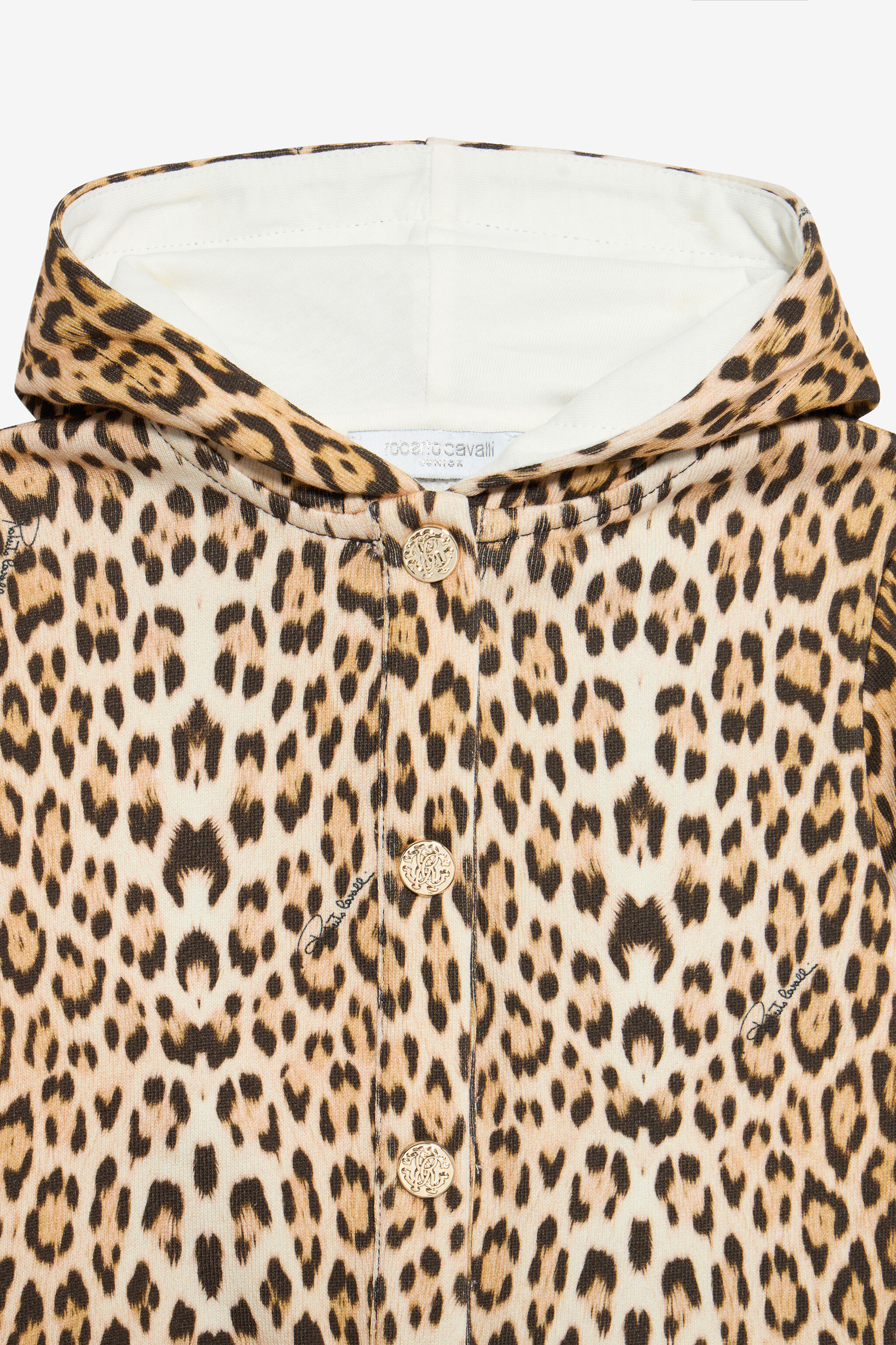 JU Felpa Con Cappuccio E Stampa Jaguar Skin Marrone chiaro UJT664-5OO52