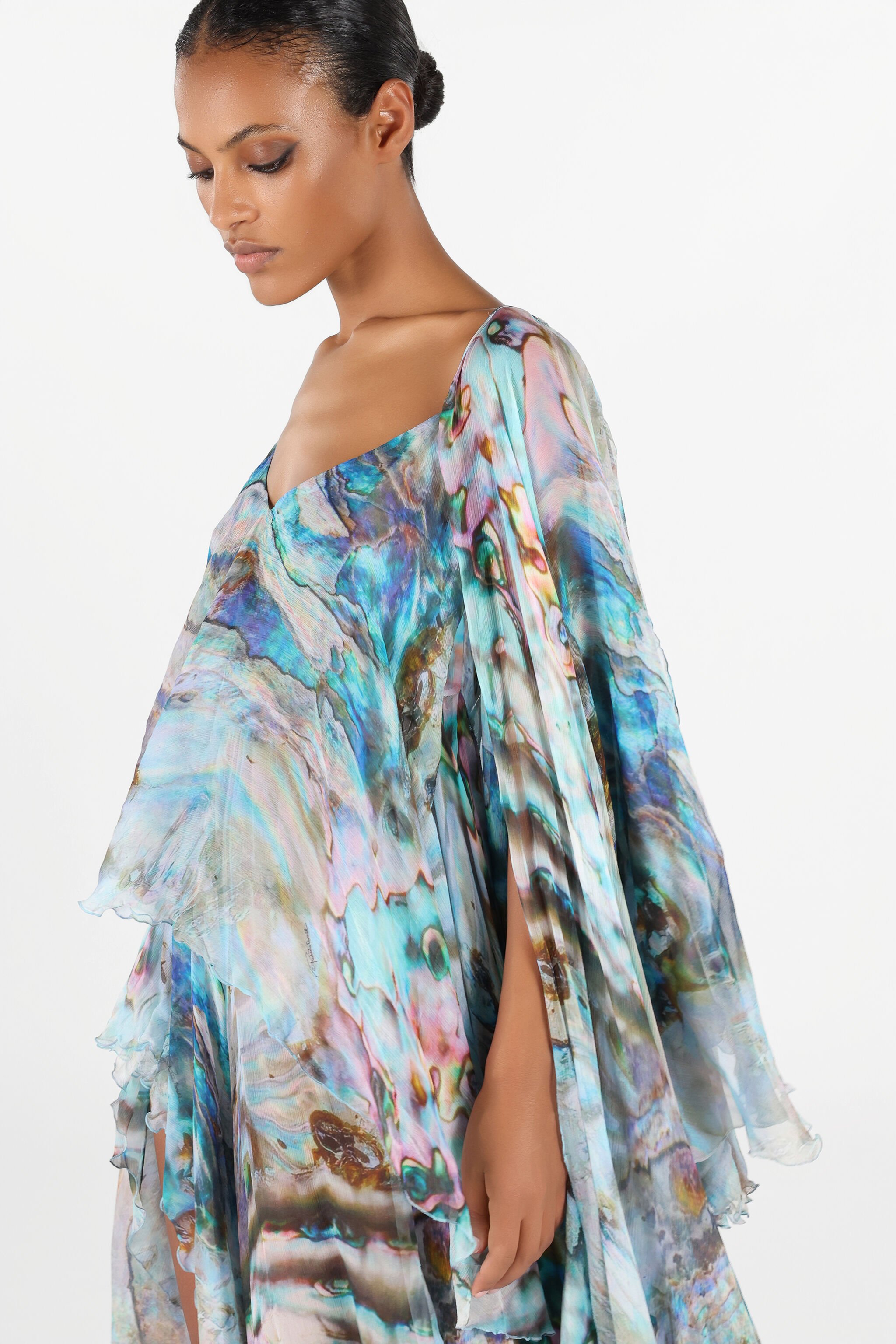 RC Mermaid Print Long Dress Blue/Silver UWT106-CKN92