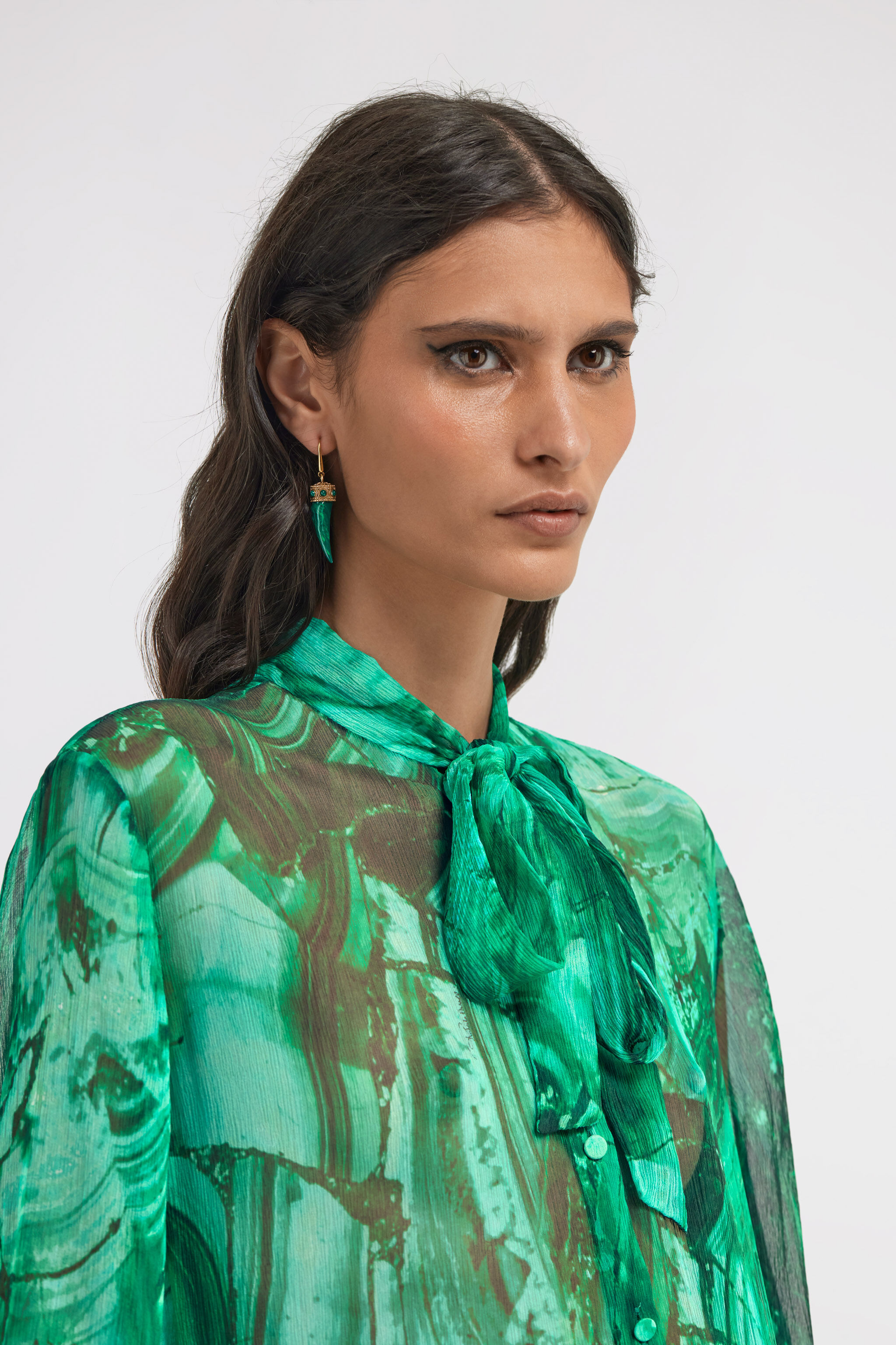 RC Malachite Enamel Fang Earrings Green TKG014-AM021