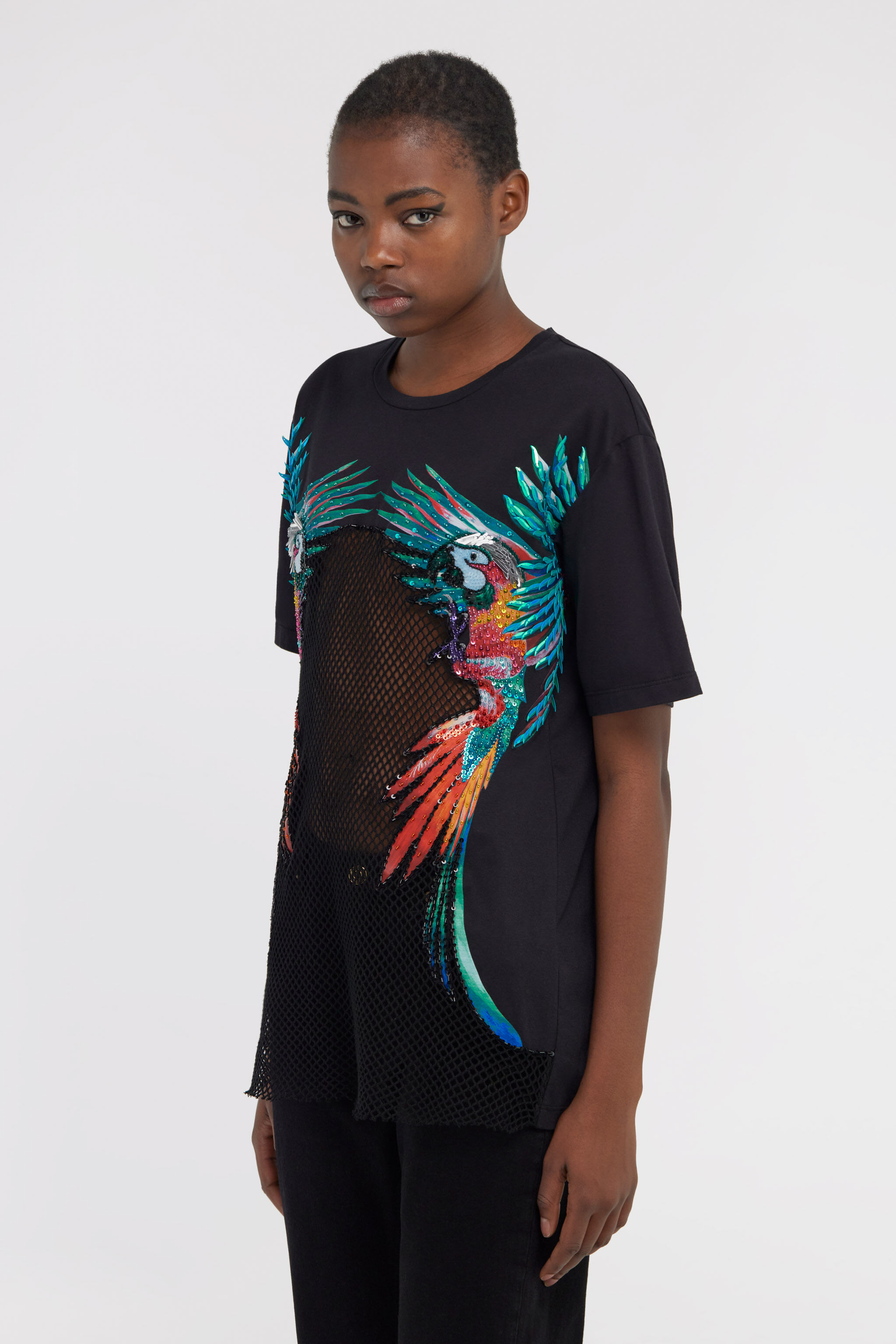 RC Parrot print t-shirt Black SKR62I-JD063