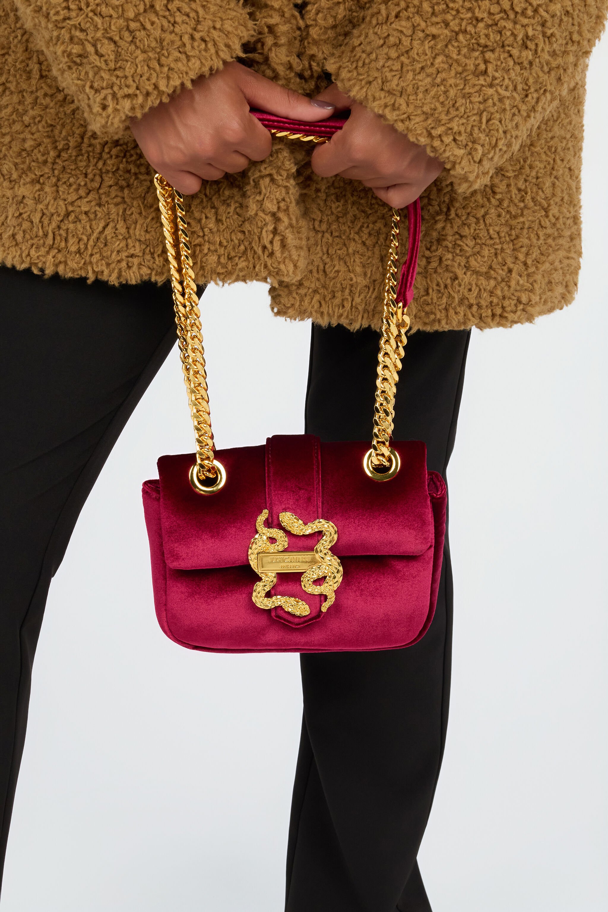JC Cherry Velvet Shoulder Bag Snake Buckle CILIEGIA VFB061-VF693