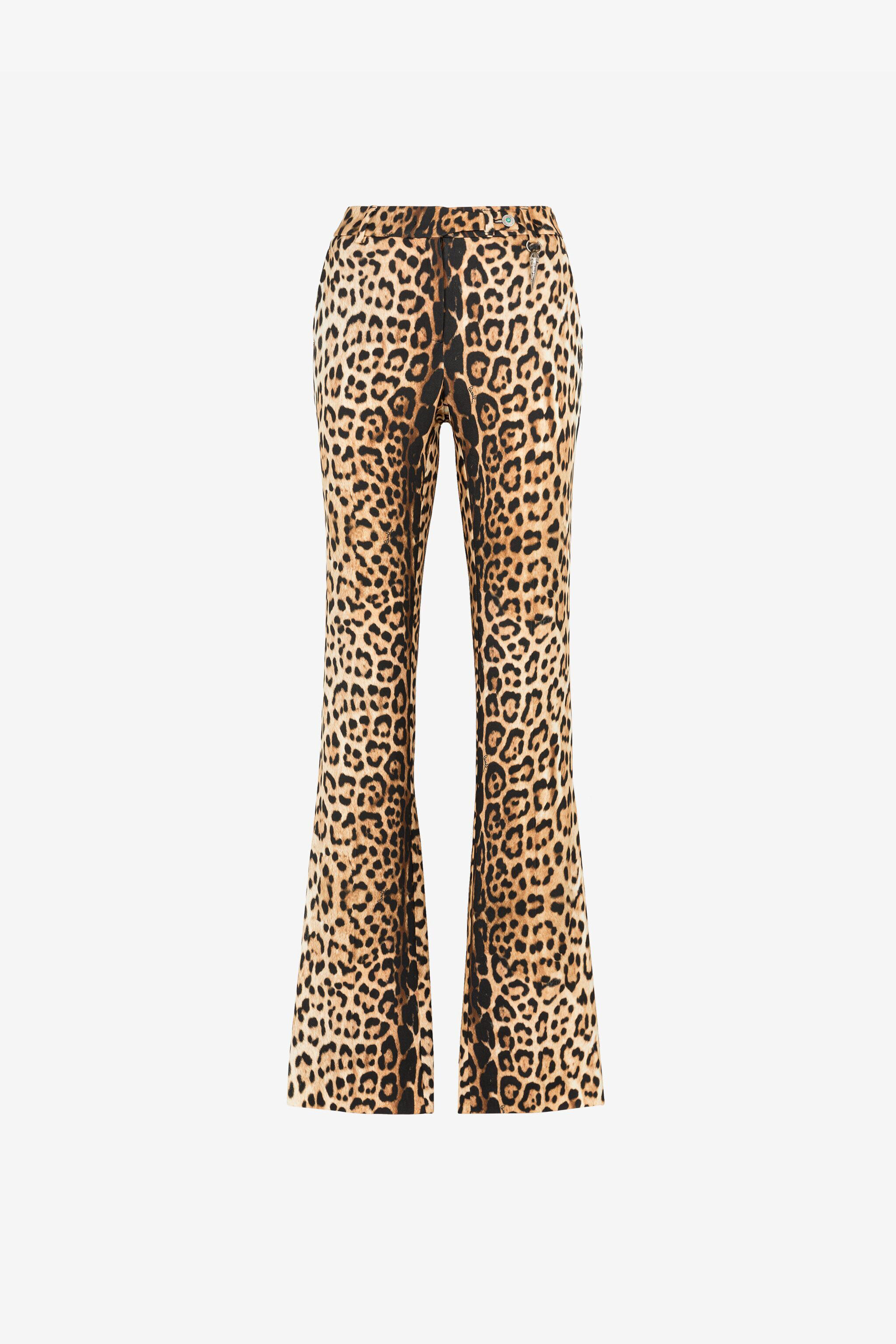 RC Leopard-Print Flared Trousers Light Brown RKT203-ORH26