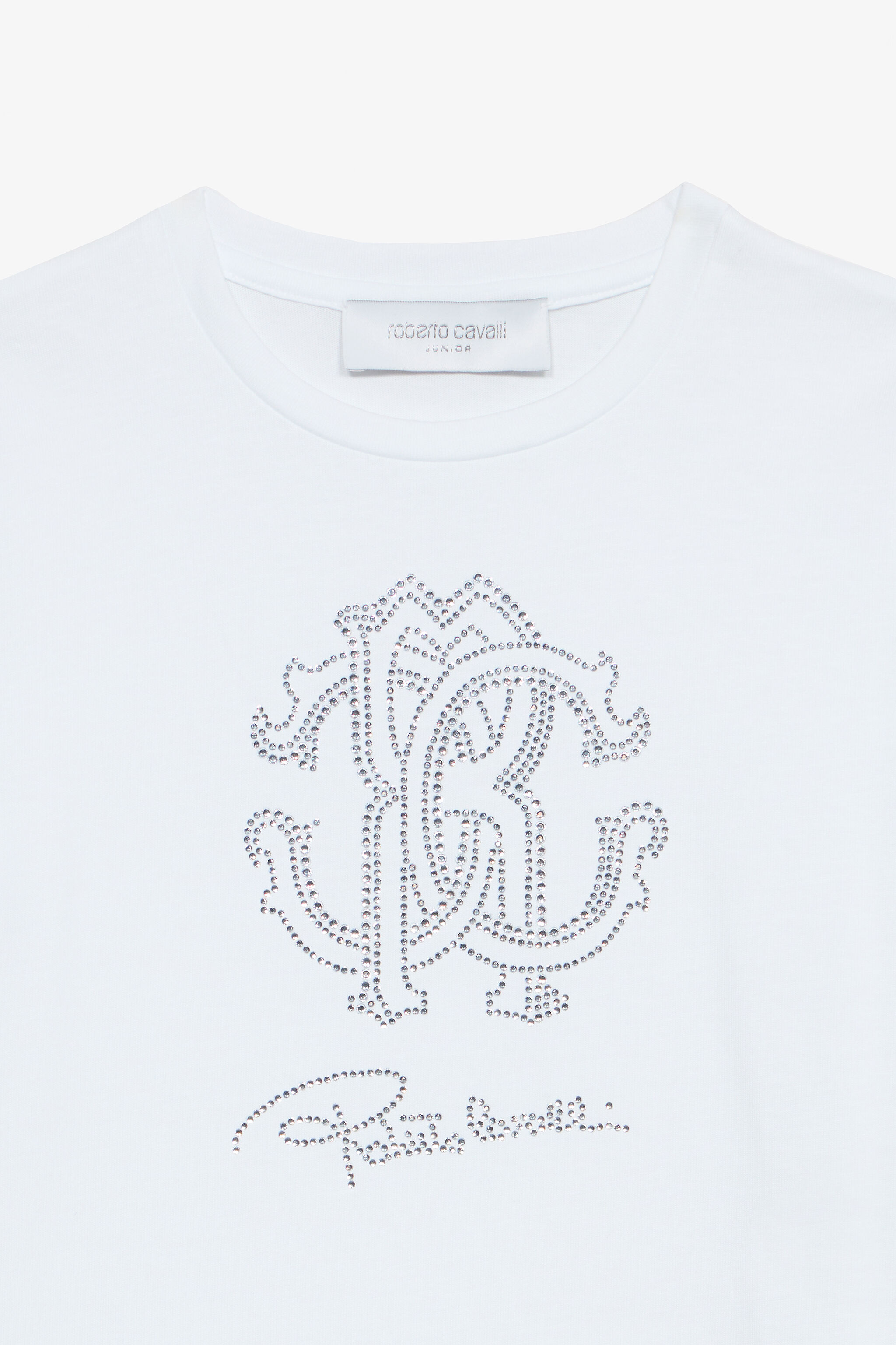 JU T-Shirt With RC Monogram And Rhinestone Logo White UJT62E-JD001