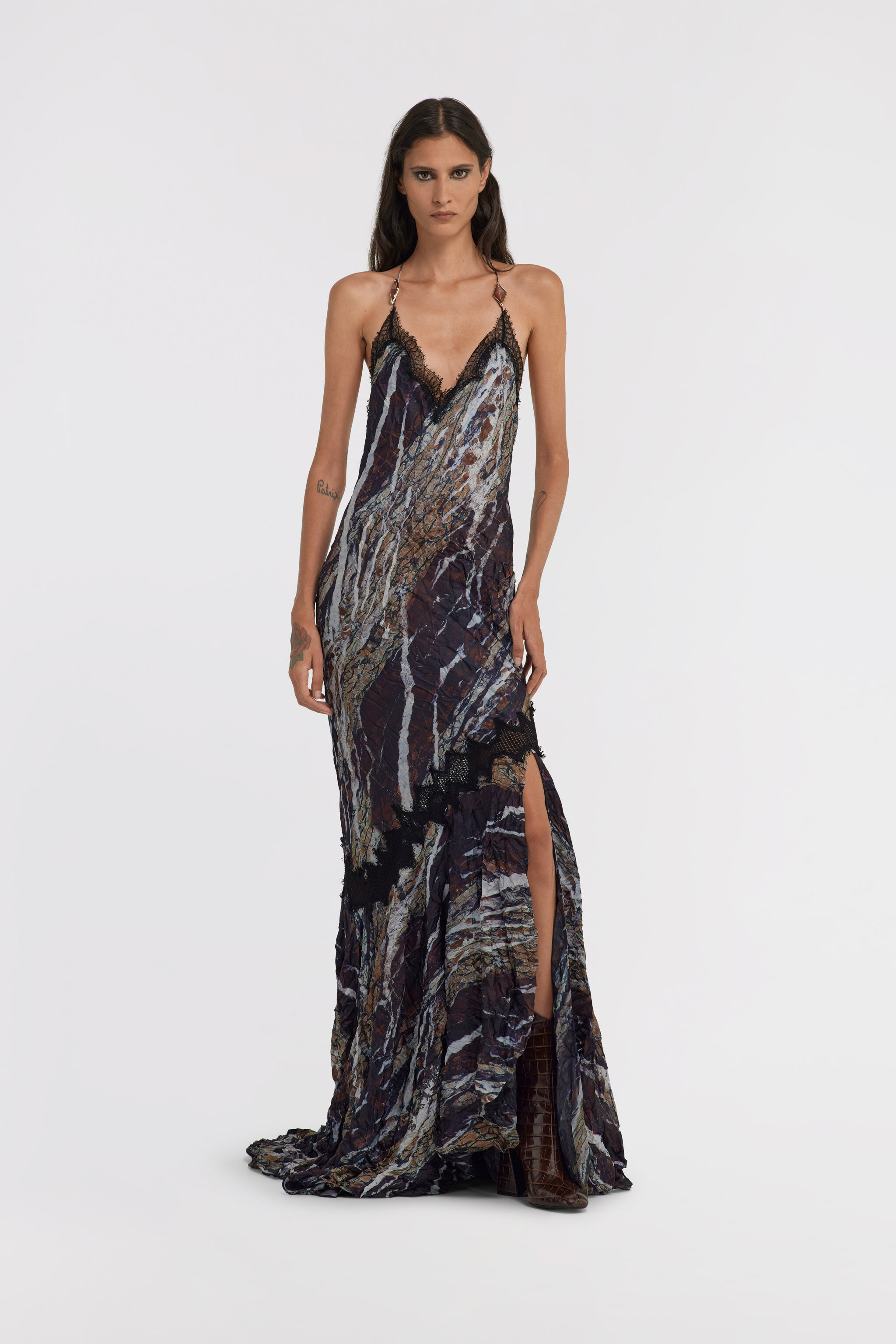 RC Marble print long Dress Lila TWT107-7NN22