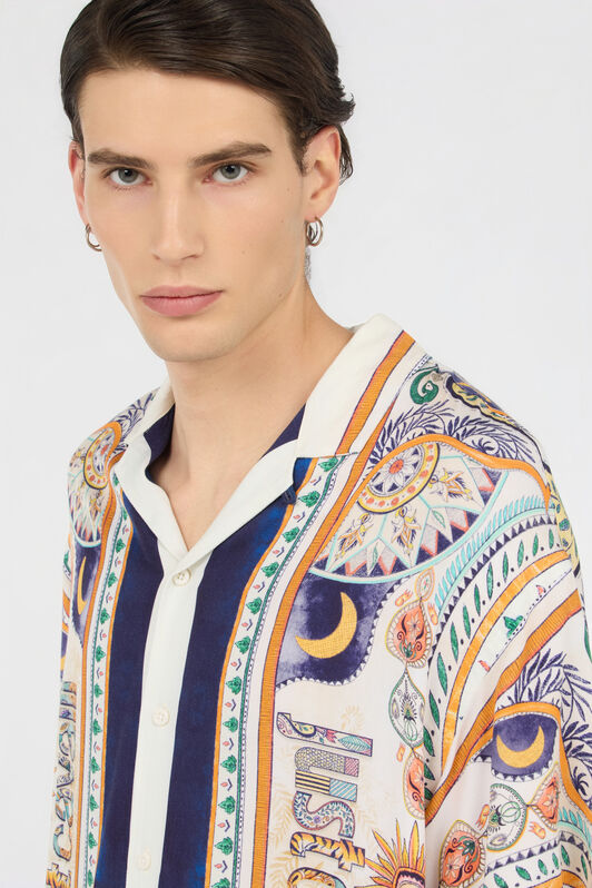 JC Camicia con Stampa Tropical Garden OFF WHITE WFM008-WF156