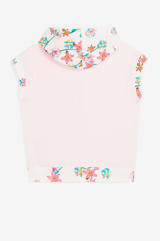 JU Floral logo-print sleeveless hoodie JU Floral logo-print sleeveless hoodie Baby pink QJT946-CF050
