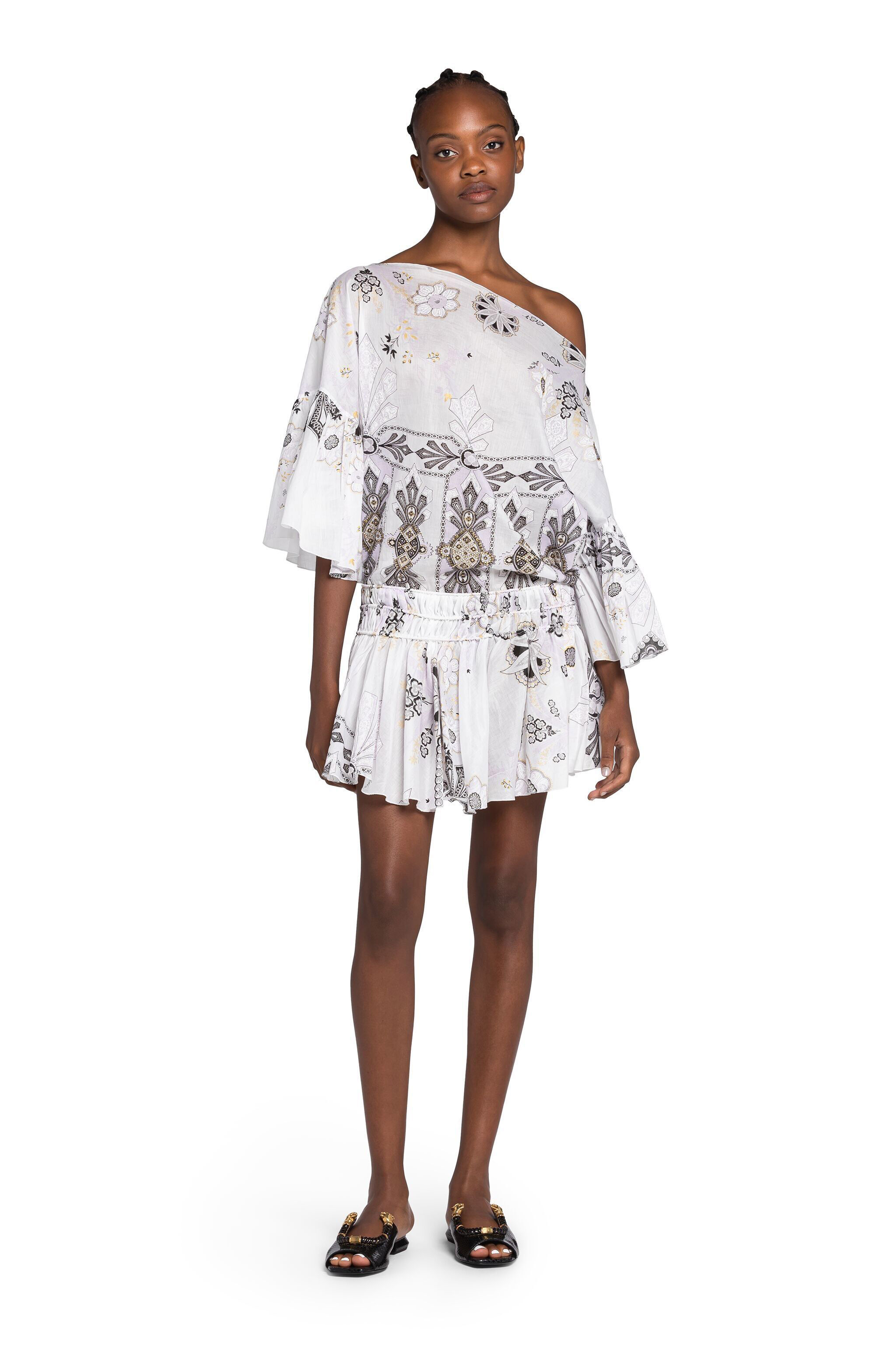 RC Abstract-Print Cotton Mini Dress LAVANDA 3TT107-WN021