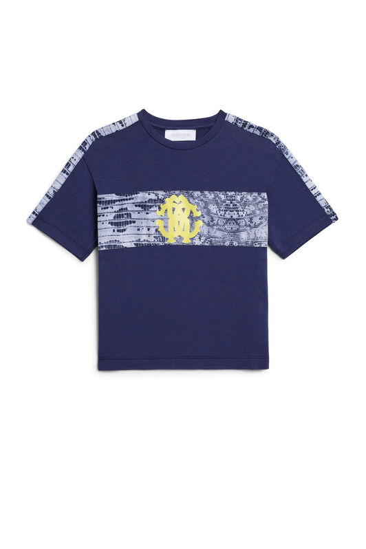 JU Lizard print logo T-shirt MIDNIGHT BLUE IJT65H-JV025