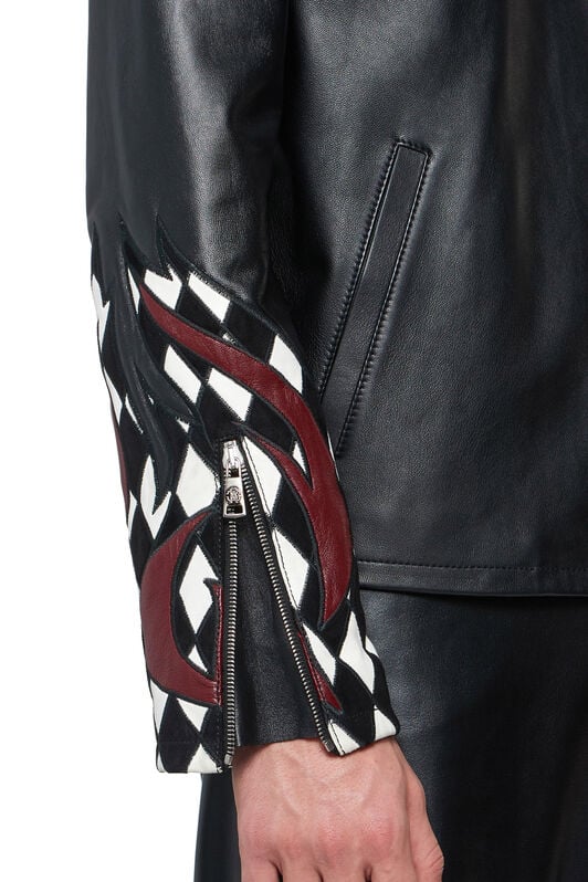 RC Nappa-Lederjacke mit Flammen-Design BLACK INP805-PN001