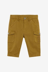 JU Ockerfarbene Cargo-Bermuda aus Baumwolle mit Monogramm KHAKY TJT242-CE035