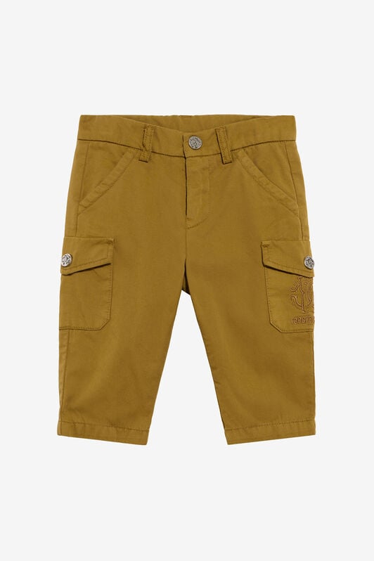 JU Ockerfarbene Cargo-Bermuda aus Baumwolle mit Monogramm KHAKY TJT242-CE035