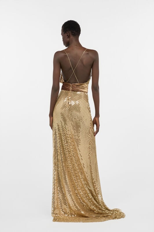 RC Abito Extralungo Dorato Con Paillettes GOLD WWT126-TR007